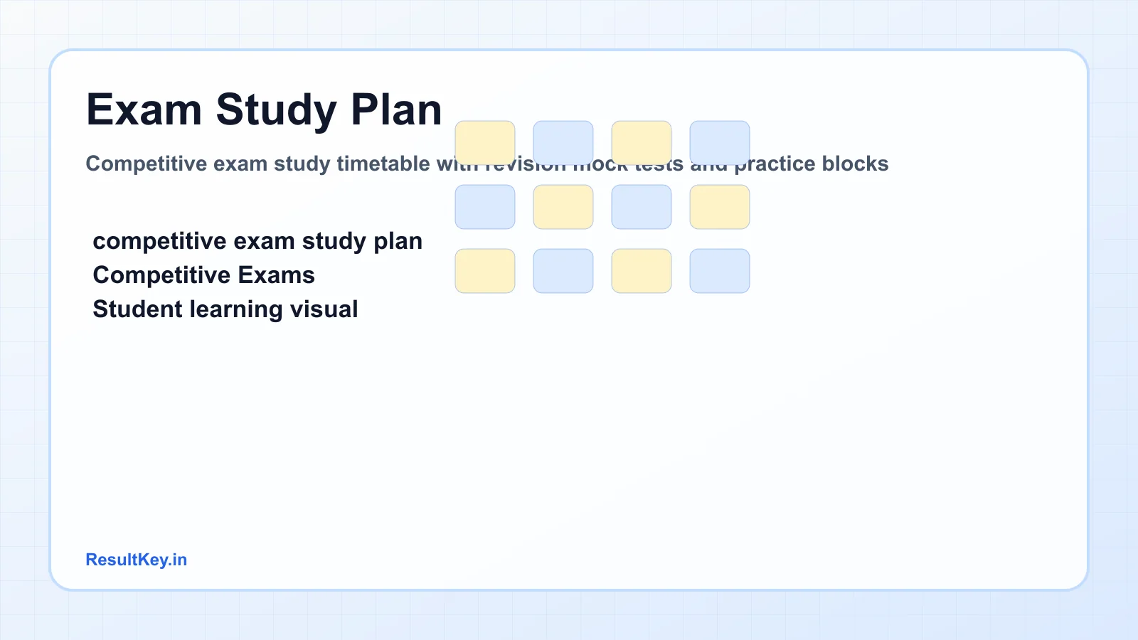 Competitive exam study timetable with revision mock tests and practice blocks